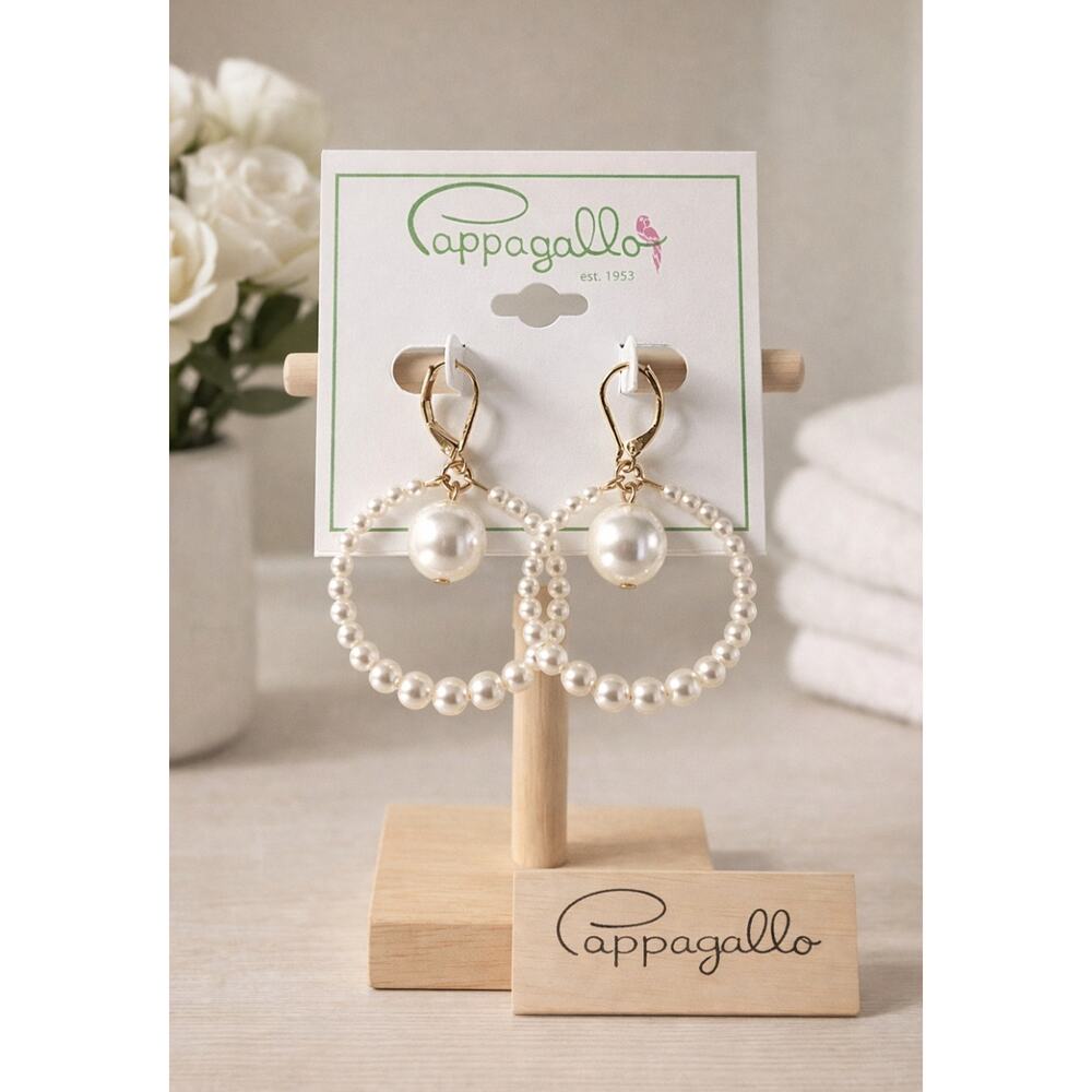 Pappagallo Round Pearl Drop Earrings New